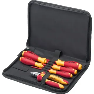 Wiha Werkzeug-Set Elektriker (rot/gelb, 7-teilig, mit Tasche)
