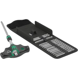 Wera Kraftform Kompakt 400 RA Imperial Set 1, mit Ratschenfunktion, Bit-Satz (schwarz/grün, 1/4", zöllig, 17-teilig)