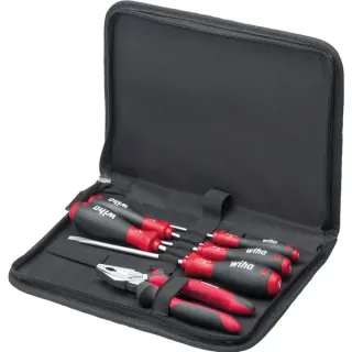 Wiha Werkzeug-Set Mechaniker (schwarz/rot, 7-teilig, mit Tasche)