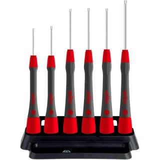 Wiha Feinschraubendreher-Set PicoFinish (grau/rot, 7-teilig, inkl. Halter)