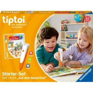 Ravensburger tiptoi Starter-Set: Wieso? Weshalb? Warum? Auf dem Bauernhof, Lernbuch (Stift und Bilderbuch)