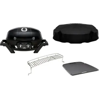 Napoleon TRAVELQ PRO285 Set, Gasgrill (schwarz, inkl. Grillplatte, Warmhalter, Haube)