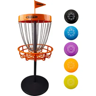 Guru Disc Golf Mini Basket Set inkl. 5 Scheiben, Gartenspielgerät