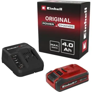 EINHELL PLUS Power-X-Change Starter-Kit, 18Volt 4Ah, Set (schwarz/rot, PLUS Akku + Ladegerät)