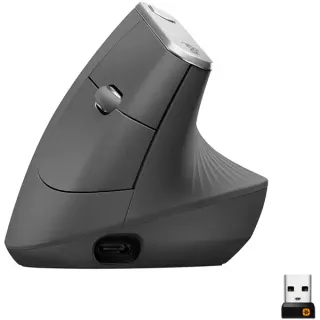 Logitech MX Vertical, Maus (schwarz/silber, 2,4-GHz-Unifying, Bluetooth, kompatibel mit PC/Mac/iPadOS)