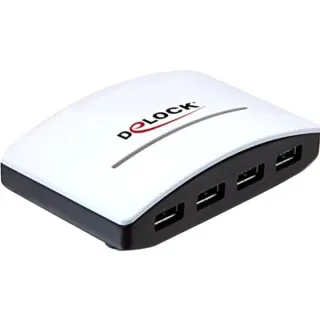 DeLOCK USB 3.0 externer HUB 4 Port, USB-Hub (weiß/schwarz, Retail)