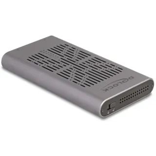 DeLOCK Externes USB 20 Gbps Gehäuse für 2 x M.2 NVMe PCIe SSD, Laufwerksgehäuse (grau, Bootfähig, Plug & Play)