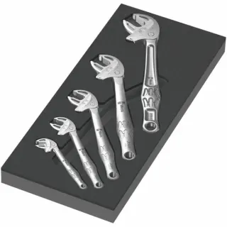 Wera 9732 Schaumstoffeinlage 6004 Joker Set 1, 5‑teilig, Werkzeug-Set (schwarz/grau, selbstjustierender Maulschlüssel-Satz, in Schaumstoffeinlage für Werkstattwagen)