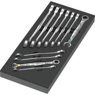 Wera 9730 Schaumstoffeinlage 6000 Joker Set 1, 11‑teilig, Werkzeug-Set (schwarz/grau, Maul-Ringratschenschlüssel-Satz, in Schaumstoffeinlage für Werkstattwagen)