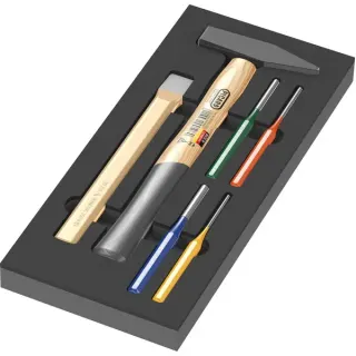 Wera 9782 Schaumstoffeinlage Hammer-Set 1, 6‑teilig (schwarz/grau, in Schaumstoffeinlage für Werkstattwagen)