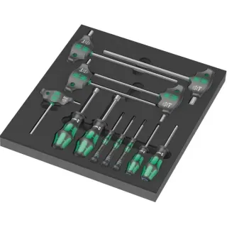 Wera 9713 Schaumstoffeinlage Hex Schraubendreher-Set 1, 12‑teilig (schwarz/grau, in Schaumstoffeinlage für Werkstattwagen)