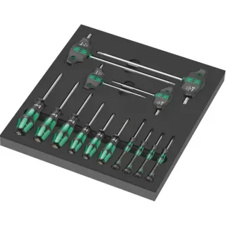 Wera 9712 Schaumstoffeinlage Sechsrund HF Schraubendreher Set 1, 14‑teilig (schwarz/grau, in Schaumstoffeinlage für Werkstattwagen)