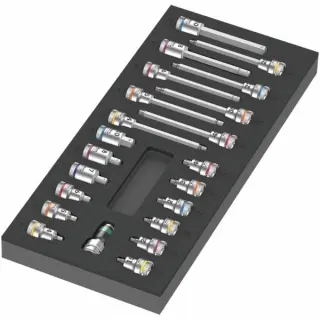 Wera 9723 Schaumstoffeinlage Zyklop B 3/8" Bitnuss-Set 1, 22‑teilig, Werkzeug-Set (schwarz/grau, in Schaumstoffeinlage für Werkstattwagen)