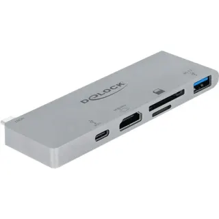 DeLOCK Dockingstation für MacBook mit 4K und PD 3.0 (grau, USB-C, HDMI, SD, MicroSD)