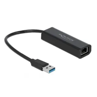 DeLOCK USB 3.2 Gen 1 Adapter, USB-A Stecker > RJ-45 Buchse (schwarz, 15cm, 2,5 Gigabit LAN)