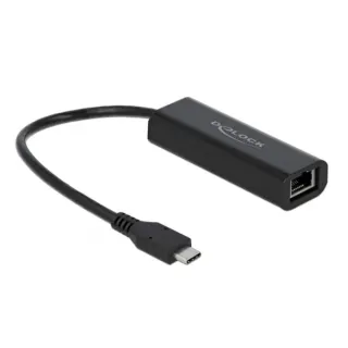 DeLOCK USB Adapter, USB-C Stecker > RJ-45 Buchse (schwarz, 2,5 Gigabit LAN)