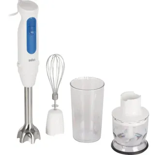 Braun Stabmixer MultiQuick 3 MQ30202M (weiß/blau, 900 Watt, mit Zerkleinerer und Schneebesen)