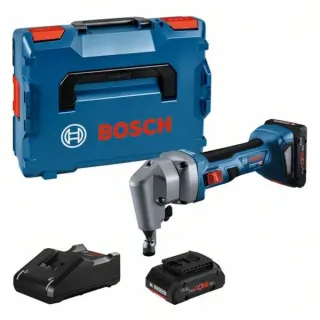 Bosch Professional Akku-Nager GNA 18V-16 E Professional, 18Volt, Blechschere (blau/schwarz, 2x Akku ProCORE18V 4,0Ah, in L-BOXX)