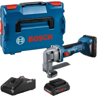Bosch Professional Akku-Blechschere GSC 18V-16 E Professional, 18Volt (blau/schwarz, 2x Akku ProCORE18V 4,0Ah, in L-BOXX)