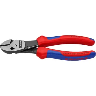 KNIPEX TwinForce Hochleistungs-Seitenschneider, Schneid-Zange (rot/blau, 7372180F, mit Öffnungsfeder)