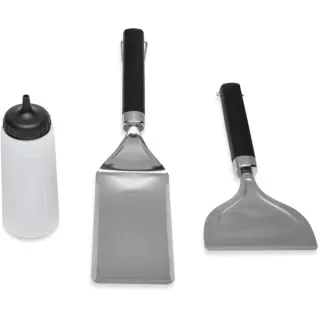 Weber Grillplatten-Starter-Set, 3-teilig, Wender (edelstahl/schwarz, 2 Wender, 1 Marinadenflasche)