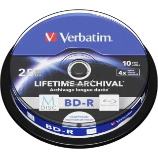 Verbatim M-DISC BD-R 4x 25 GB, Blu-ray-Rohlinge (4-fach, 10 Stück, bedruckbar)