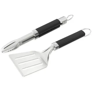 Weber Grillbesteck Kompakt, 2-teilig (edelstahl/schwarz, Wender und Grillzange)