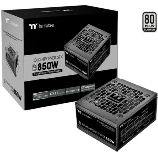 Thermaltake Toughpower SFX Platinum 850W, PC-Netzteil (schwarz, 1x 12VHPWR, 2x PCIe, Kabelmanagement, 850 Watt)