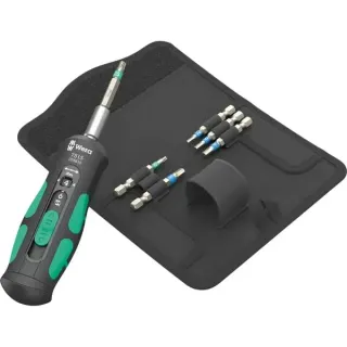 Wera Drehmoment-Schraubendreher 7515/7 Kraftform Safe-Torque Speed Bicycle 1 (schwarz/grün, 7-teilig, in robuster Falttasche)