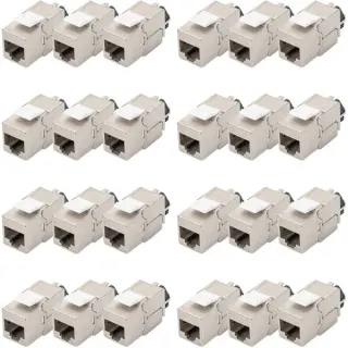 Digitus Cat.6a Keystone-Modul, geschirmt (silber, 24 Stück, mit intelligentem Kabelmanager)