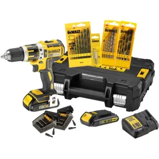 DEWALT Akku-Schlagbohrschrauber DCK795S2T, 18 Volt (gelb/schwarz, 2x Li-Ionen Akku 1,5Ah, 71-tlg. Zubehör, in TSTAK Box)