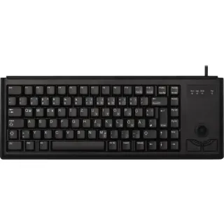 CHERRY Slim Line G84-4400, Tastatur (schwarz, DE-Layout, Cherry Mechanisch, integr. Trackball)