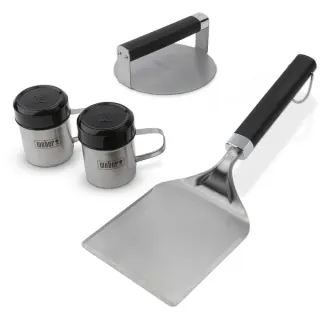 Weber Smashed Burger Set, für Plancha, 4-teilig , Presse (edelstahl/schwarz)