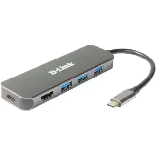 D-Link DUB-2333, Dockingstation (silber, USB-A, USB-C, HDMI)