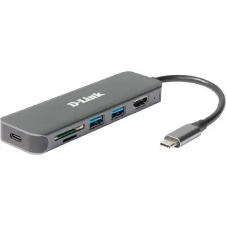 D-Link DUB-2327, Dockingstation (silber, HDMI, USB-A, USB-C PD, SD- und microSD-Karten)