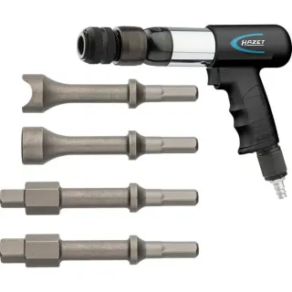 Hazet Vibrationsmeißel-Satz 9035V/5, Druckluft-Werkzeug (schwarz/blau, inkl. 4 Meißel)