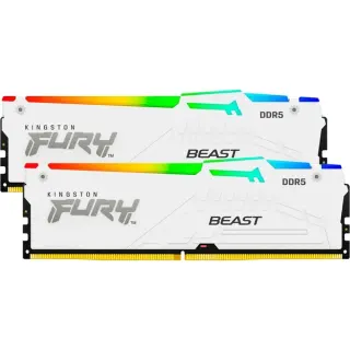 Kingston FURY DIMM 32 GB DDR5-6400 (2x 16 GB) Dual-Kit, Arbeitsspeicher (weiß, KF564C32BWEAK2-32, FURY Beast RGB, INTEL XMP, AMD EXPO)