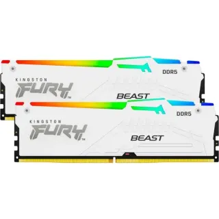 Kingston FURY DIMM 64 GB DDR5-6400 (2x 32 GB) Dual-Kit, Arbeitsspeicher (weiß, KF564C32BWEAK2-64, FURY Beast RGB, INTEL XMP, AMD EXPO)
