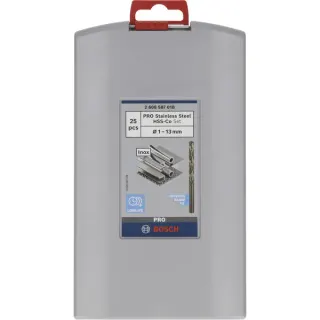 Bosch Professional PRO Stainless Steel HSS-Co Metallbohrer-Satz, 25-teilig