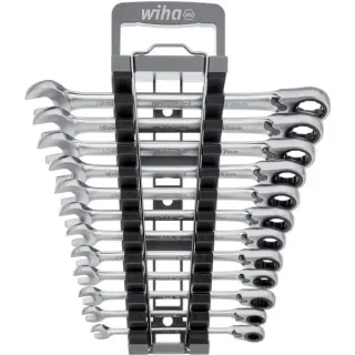 Wiha Ringratschen-Gabelschlüssel-Set, 12-teilig, umschaltbar, Schraubenschlüssel (SW 8 - 19mm)
