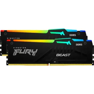Kingston FURY DIMM 64 GB DDR5-6000 (2x 32 GB) Dual-Kit, Arbeitsspeicher (schwarz, KF560C30BBEAK2-64, FURY Beast RGB, INTEL XMP, AMD EXPO)