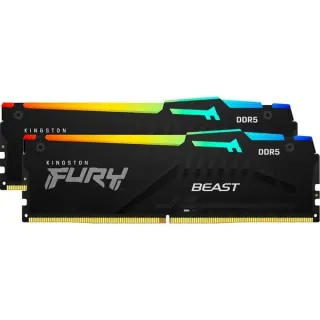 Kingston FURY DIMM 16 GB DDR5-6000 (2x 8 GB) Dual-Kit, Arbeitsspeicher (schwarz, KF560C30BBEAK2-16, FURY Beast RGB, INTEL XMP, AMD EXPO)
