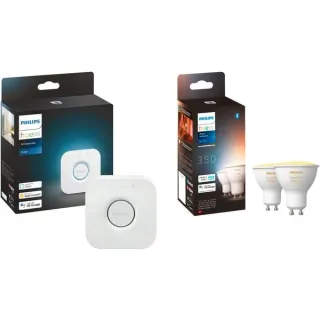 Philips HUE White Ambiance GU10 + Bridge, LED-Lampe (Doppelpack, ersetzt 35 Watt, inkl. Hue Bridge)