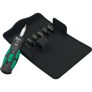 Wera Drehmoment-Schraubendreher 7510/14 Safe-Torque Speed Werkzeug-Set für Hartmetall-Wendeschneidplatten (schwarz/grün, 14-teilig, in robuster Falttasche)