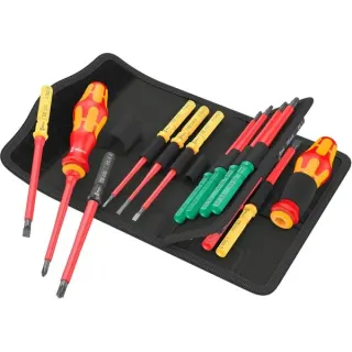 Wera Kraftform Kompakt VDE 17 Universal 1 Tool Finder, 17-teilig, Schraubendreher (rot/gelb, inkl. 2 Steckgriffe, VDE-Wechselklingen)