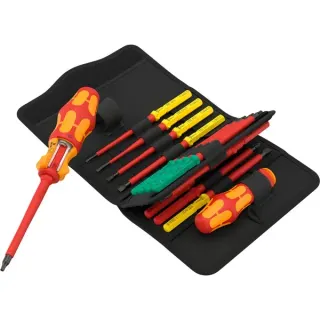 Wera Kraftform Kompakt VDE 17 RA Imperial 1, 17-teilig, Schraubendreher (rot/gelb, inkl. 2 Steckgriffe, VDE-Wechselklingen)