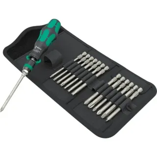 Wera Kraftform Kompakt 838 RA-R M Set 1, mit Ratschenfunktion, Bit-Satz (schwarz/grün, 1/4", 15-teilig)