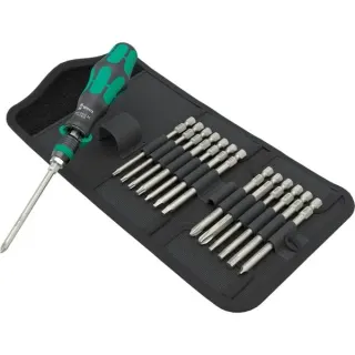 Wera Kraftform Kompakt 838 RA-R M Imperial Set 1, mit Ratschenfunktion, Bit-Satz (schwarz/grün, 1/4", zöllig, 15-teilig)