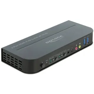 DeLOCK HDMI KVM Switch 4K 60 Hz mit USB 3.0 und Audio, KVM-Switch (schwarz)