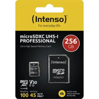 Intenso UHS-I Professional 256 GB microSDXC, Speicherkarte (schwarz, UHS-I U3, Class 10)